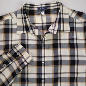 Ibex 100% Merino Wool Mens XL Button Shirt Plaid